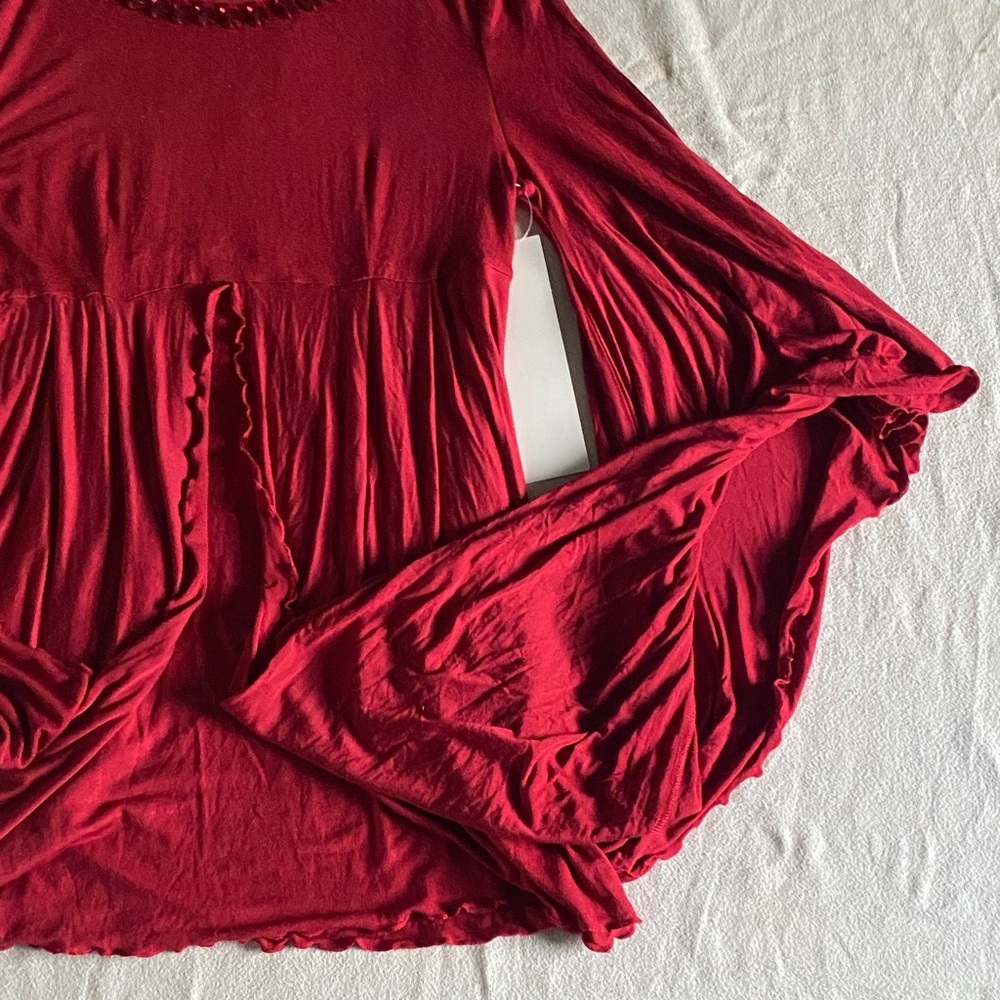 Ashro Ruby Red Flowy Blouse Size Small - image 5